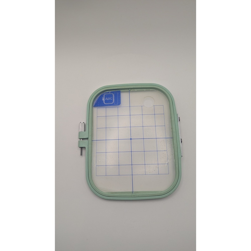 Mint Green Embroidery Machine Hoop with ABC Alignment Grid Template Crafting